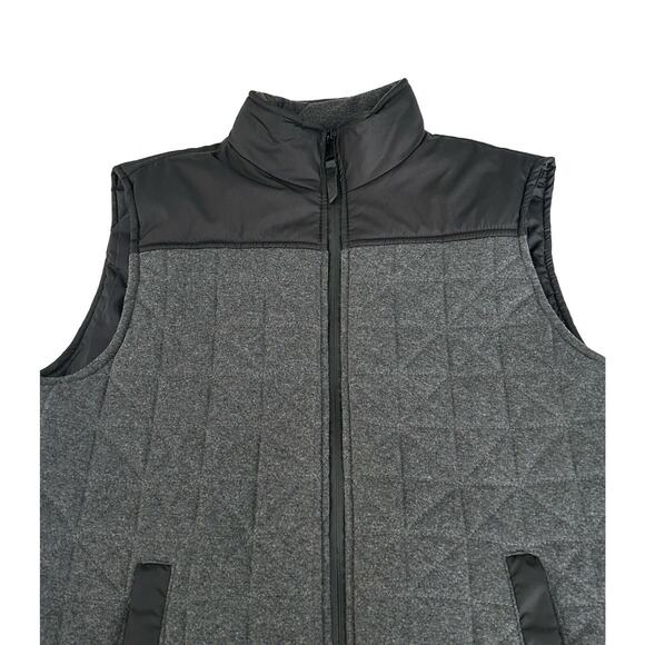 Marc Ecko Cut & Sew Quilted Vest Mens Size M Gray Tweed Insulated Full Zip - Picture 2 of 8